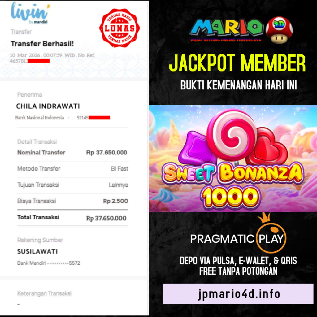 BUKTI JACKPOT MEMBER MARIO4D 10 MARET 2026