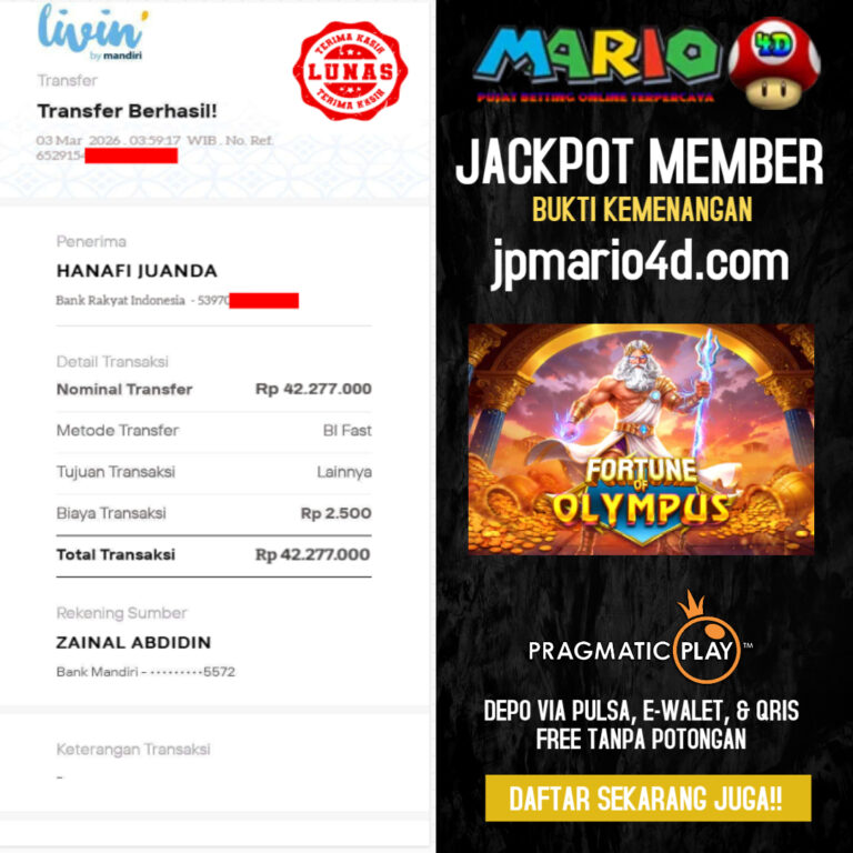 BUKTI JACKPOT MEMBER MARIO4D 03 MARET 2026
