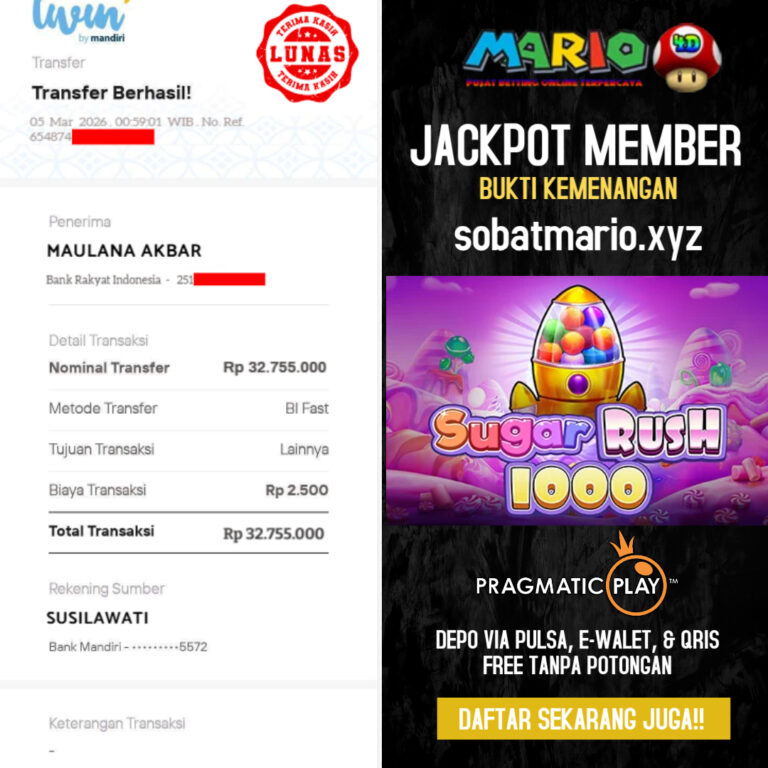 BUKTI JACKPOT MEMBER MARIO4D 05 MARET 2026