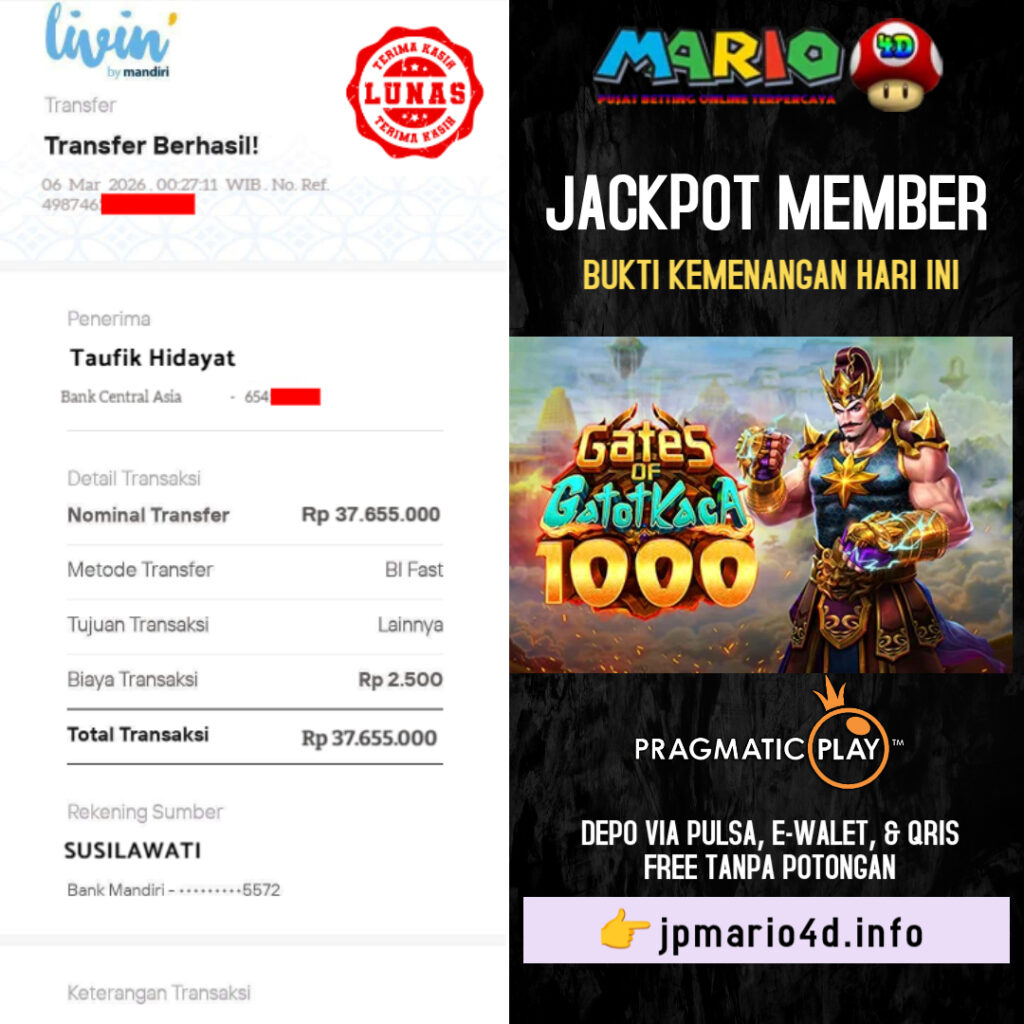 BUKTI JACKPOT MEMBER MARIO4D 06 MARET 2026