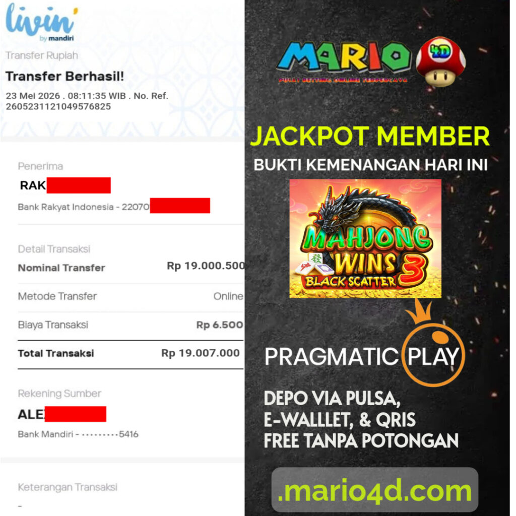 BUKTI JACKPOT MEMBER MARIO4D 23 MEI 2026