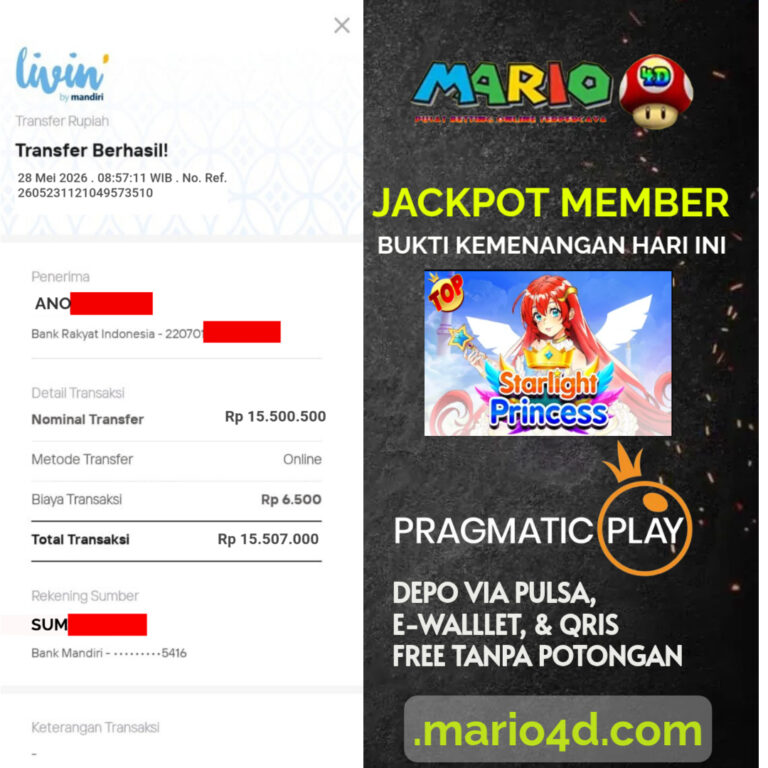 BUKTI JACKPOT MEMBER MARIO4D 28 MEI 2026