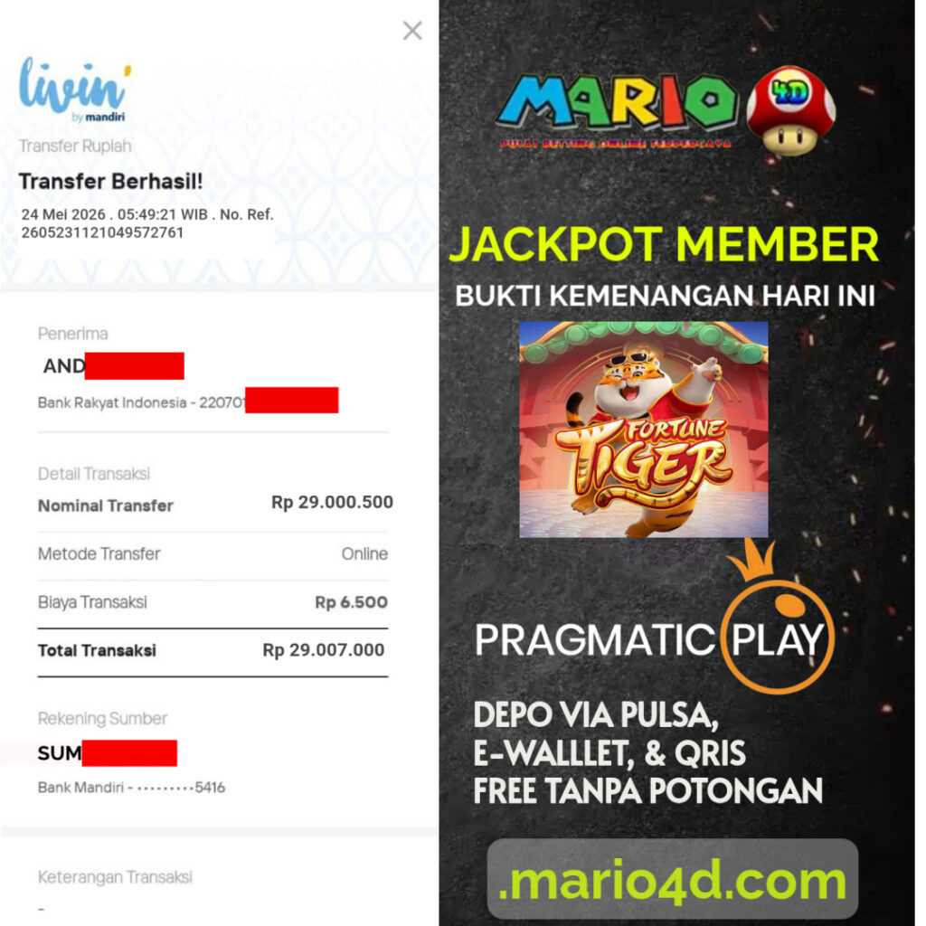 BUKTI JACKPOT MEMBER MARIO4D 24 MEI 2026