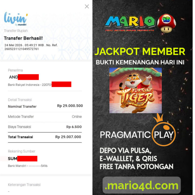 BUKTI JACKPOT MEMBER MARIO4D 24 MEI 2026